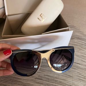 Linda farrow collab with suno navy blue with gold details